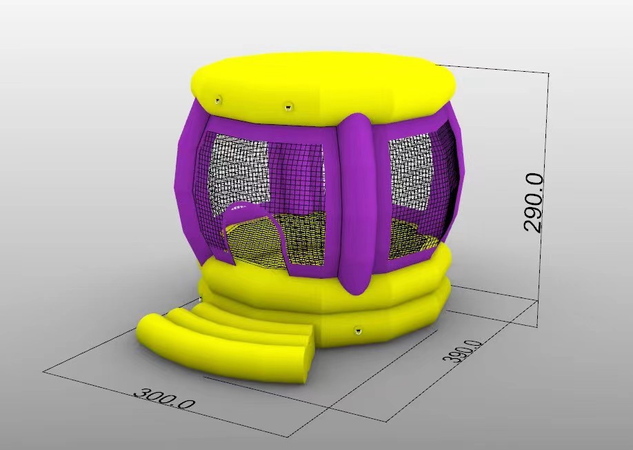 Надувной спортивный батут с сеткой 4*3*2,9 м