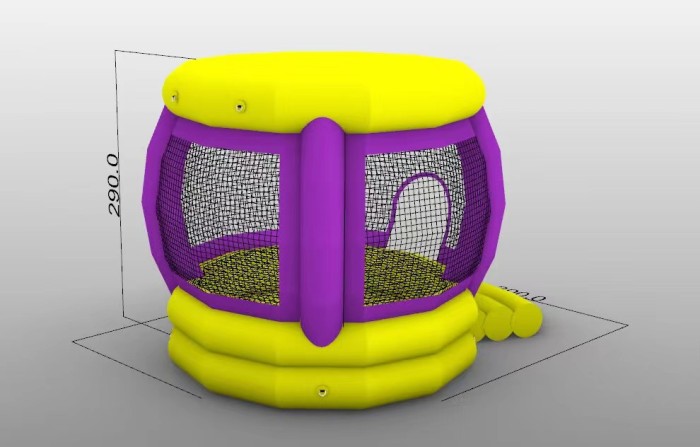 Надувной спортивный батут с сеткой 4*3*2,9 м