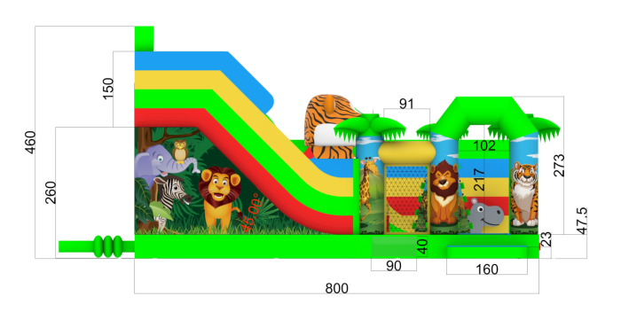 Надувная горка "Сафари джунгли" 8*6*4,6 м