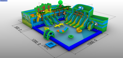 Надувной аквапарк &quot;Пристань Тропики малая&quot; 17*12*5 м