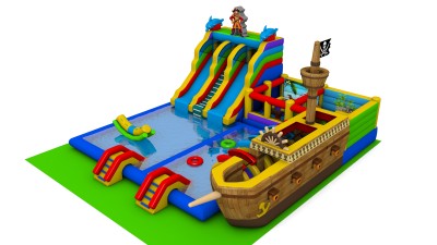 Надувной аквапарк с крышей &quot;Остров пиратов&quot; 15*15*8,2 м