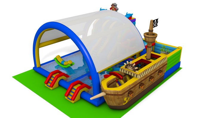 Надувной аквапарк с крышей "Остров пиратов" 15*15*8,2 м