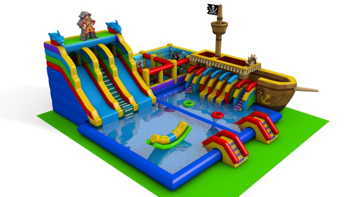 Надувной аквапарк с крышей "Остров пиратов" 15*15*8,2 м