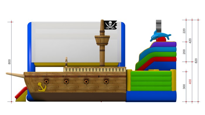 Надувной аквапарк с крышей "Остров пиратов" 15*15*8,2 м