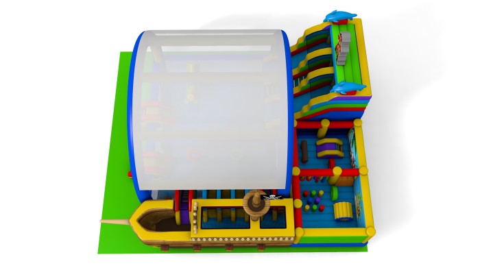 Надувной аквапарк с крышей "Остров пиратов" 15*15*8,2 м