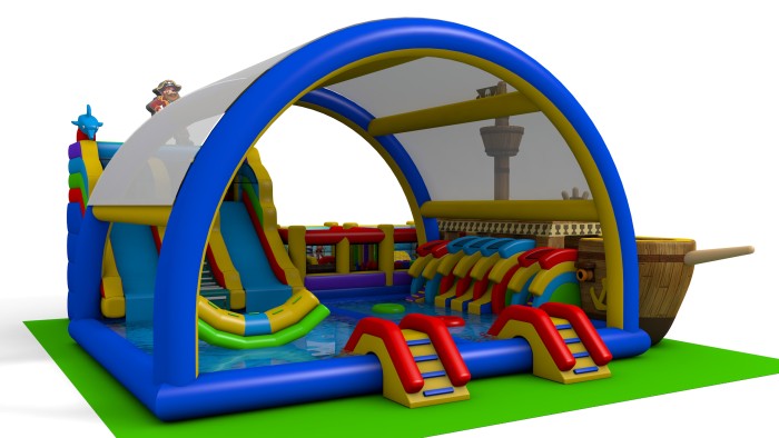 Надувной аквапарк с крышей "Остров пиратов" 15*15*8,2 м