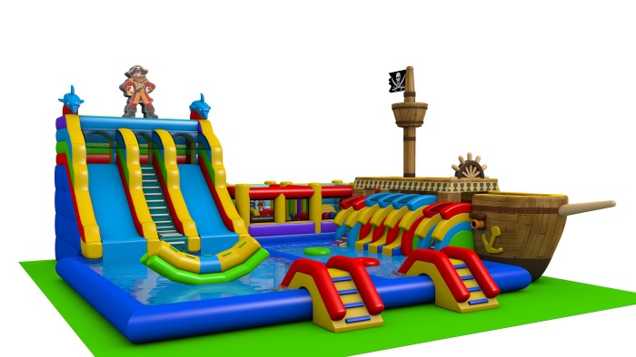 Надувной аквапарк с крышей "Остров пиратов" 15*15*8,2 м