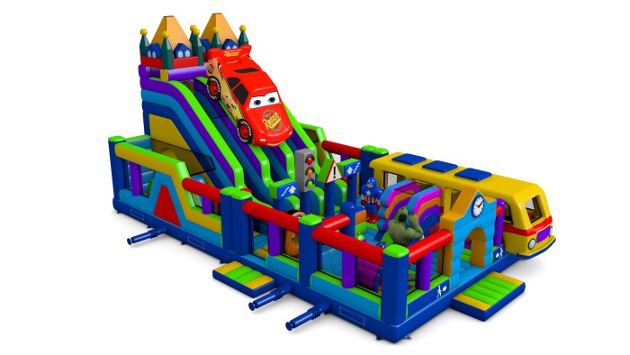 Надувная горка "Город героев" 15*8*8 м