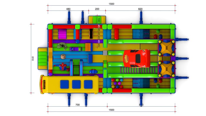Надувная горка "Город героев" 15*8*8 м