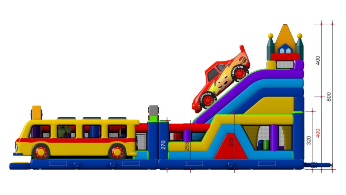 Надувная горка "Город героев" 15*8*8 м