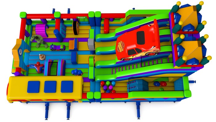 Надувная горка "Город героев" 15*8*8 м