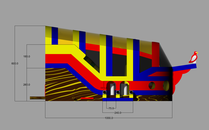 Надувной батут с крышей "Веселый Роджер" 10*6*6 м