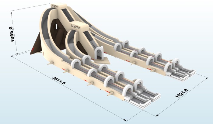 Надувная горка "Триппо 4 спуска" 36*19*11 м