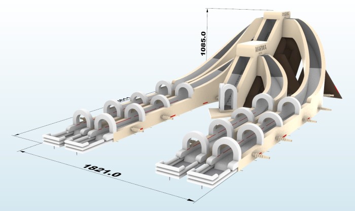 Надувная горка "Триппо 4 спуска" 36*19*11 м