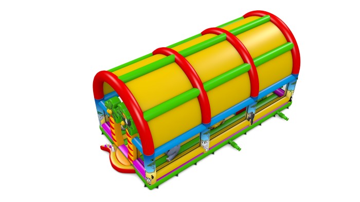 Надувной батут "Мадагаскар 2" с крышей 14*7*7 м
