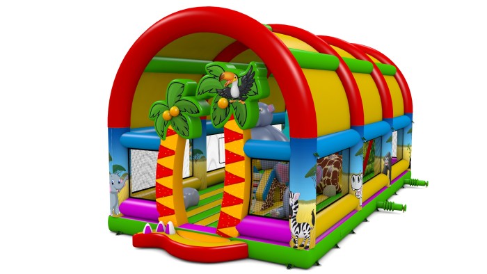 Надувной батут "Мадагаскар 2" с крышей 14*7*7 м