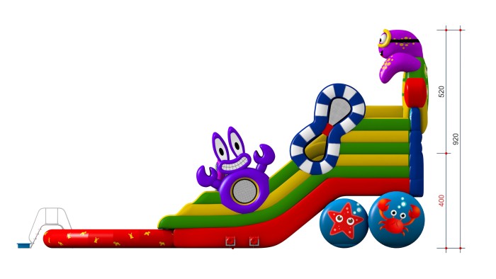 Надувная водная горка "Черепашка" 16*10*9,2 м