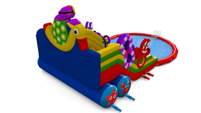 Надувная водная горка "Черепашка" 21*12*9,2 м