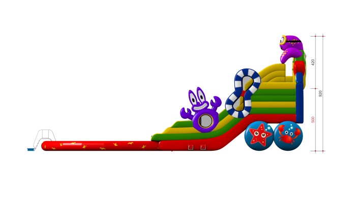 Надувная водная горка "Черепашка" 21*12*9,2 м