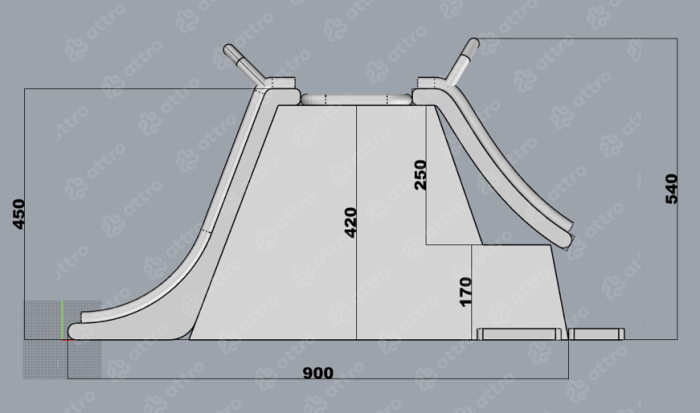 Надувная скала с водными горками "Наутилус" 9*7,5*4,5 м