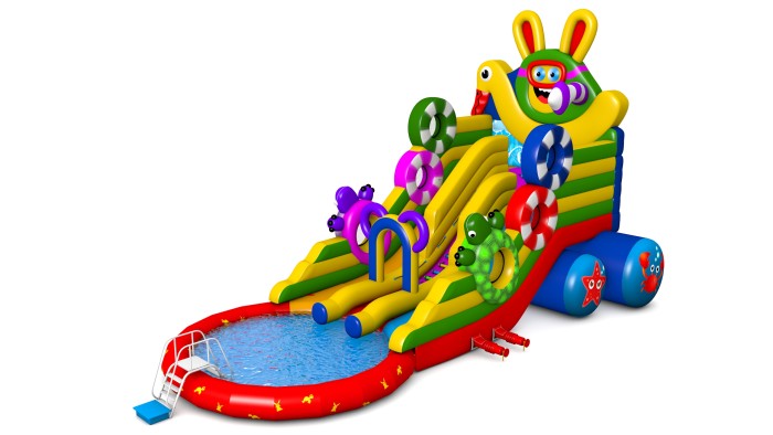 Надувная водная горка "Зайчик" 16*10*10 м