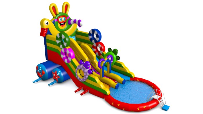 Надувная водная горка "Зайчик" 16*10*10 м