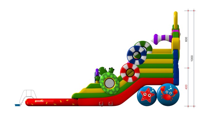 Надувная водная горка "Зайчик" 16*10*10 м