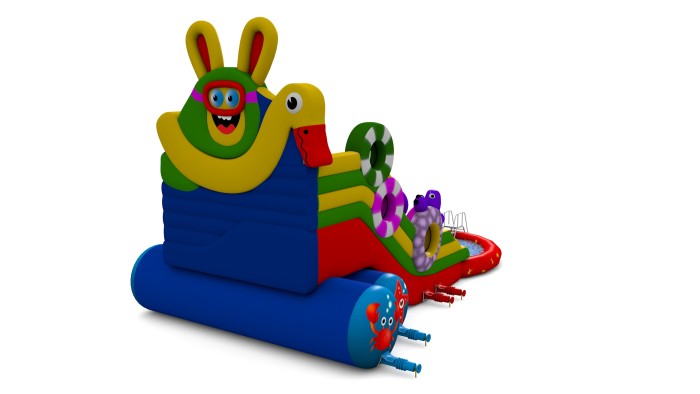 Надувная водная горка "Зайчик" 16*10*10 м