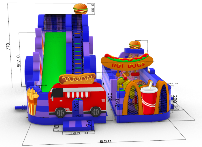 Надувная горка "Бургер" 12*8,5*7,7 м