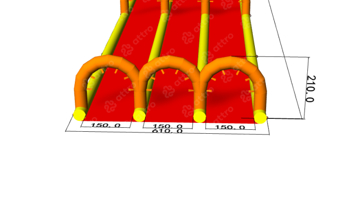 Надувная водная горка "Турбо" на поддуве 3 полосы 