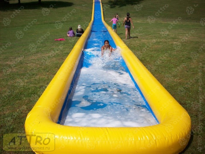 Надувная водная горка "Турбо" на поддуве 3 полосы 