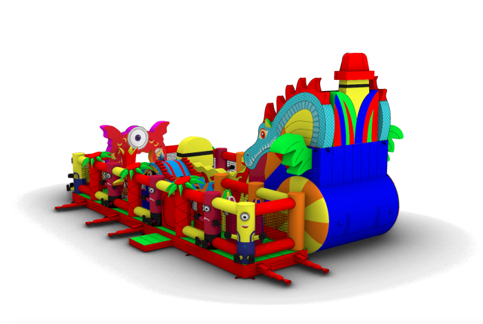 Надувной батут "Миньоны в тропиках" 14*7*7,3 м