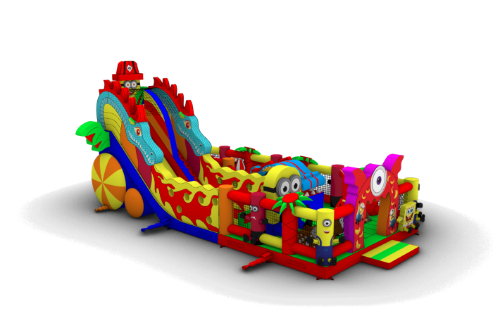 Надувной батут "Миньоны в тропиках" 14*7*7,3 м