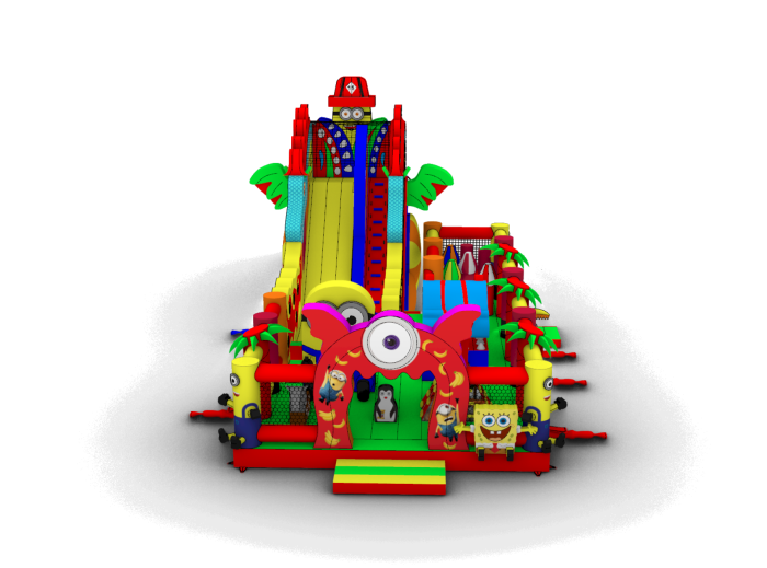 Надувной батут "Миньоны в тропиках" 14*7*7,3 м