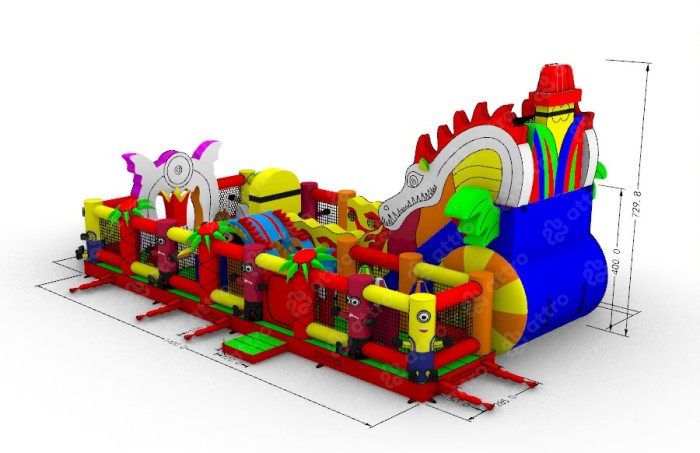Надувной батут "Миньоны в тропиках" 14*7*7,3 м