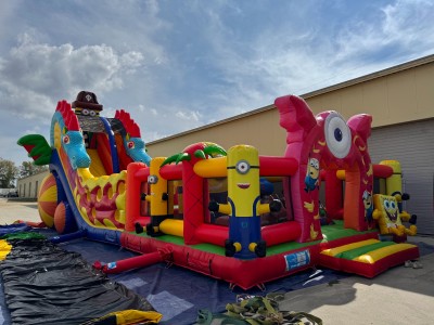 Надувной батут "Миньоны в тропиках" 14*7*7,3 м