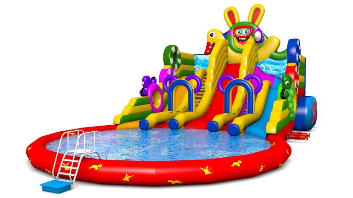 Надувная водная горка "Зайчик" 21*12*10 м
