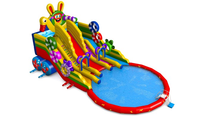 Надувная водная горка "Зайчик" 21*12*10 м