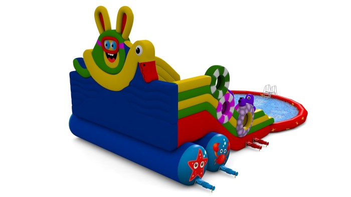 Надувная водная горка "Зайчик" 21*12*10 м