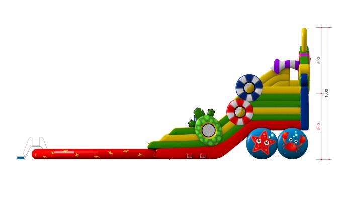 Надувная водная горка "Зайчик" 21*12*10 м