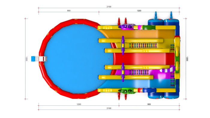 Надувная водная горка "Зайчик" 21*12*10 м