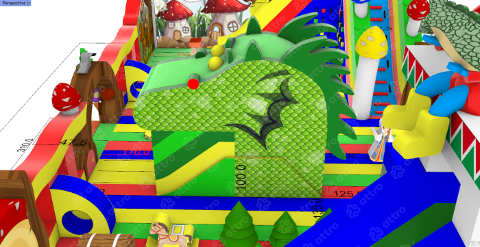 Надувная горка "Русские сказки" 15*9*7 м