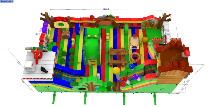Надувная горка "Русские сказки" 15*9*7 м