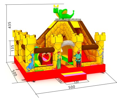 Надувной батут «Замок» размер 5*5*4,35 м 