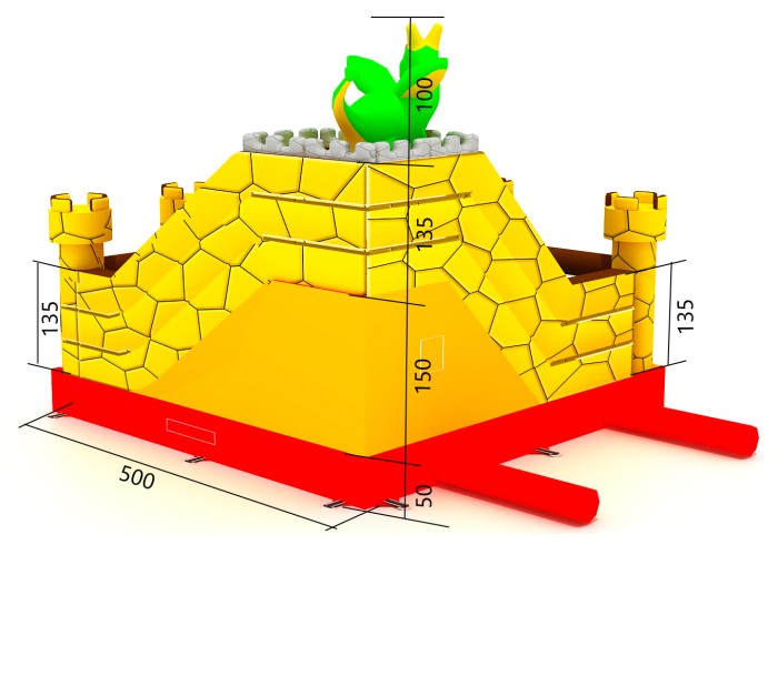 Надувной батут «Замок» размер 5*5*4,35 м 