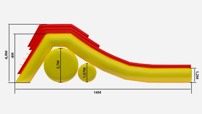 Надувная водная горка "Стелла-4" 14*2,4*4 м