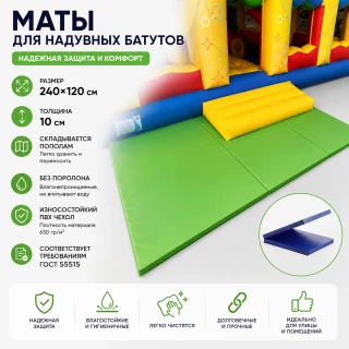 Непромокаемый мат для надувных батутов 240*120*10 см