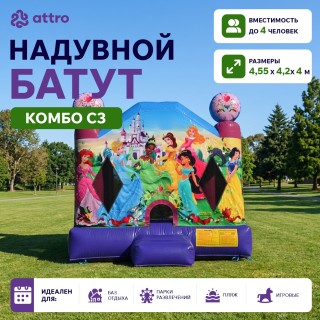 Надувной батут "Комбо С3" 4,5*4,2*4м (Ninja jump) Принцессы
