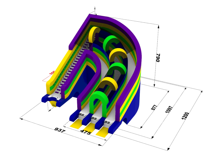 Надувная горка "Радуга" 12*11,5*8 м для надувного аквапарка 