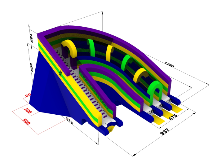 Надувная горка "Радуга" 12*11,5*8 м для надувного аквапарка 